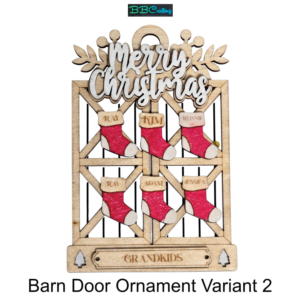 Custom Barn Door Family Christmas Ornament (4 Unique Styles)