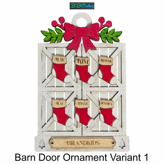 Custom Barn Door Family Christmas Ornament (4 Unique Styles)