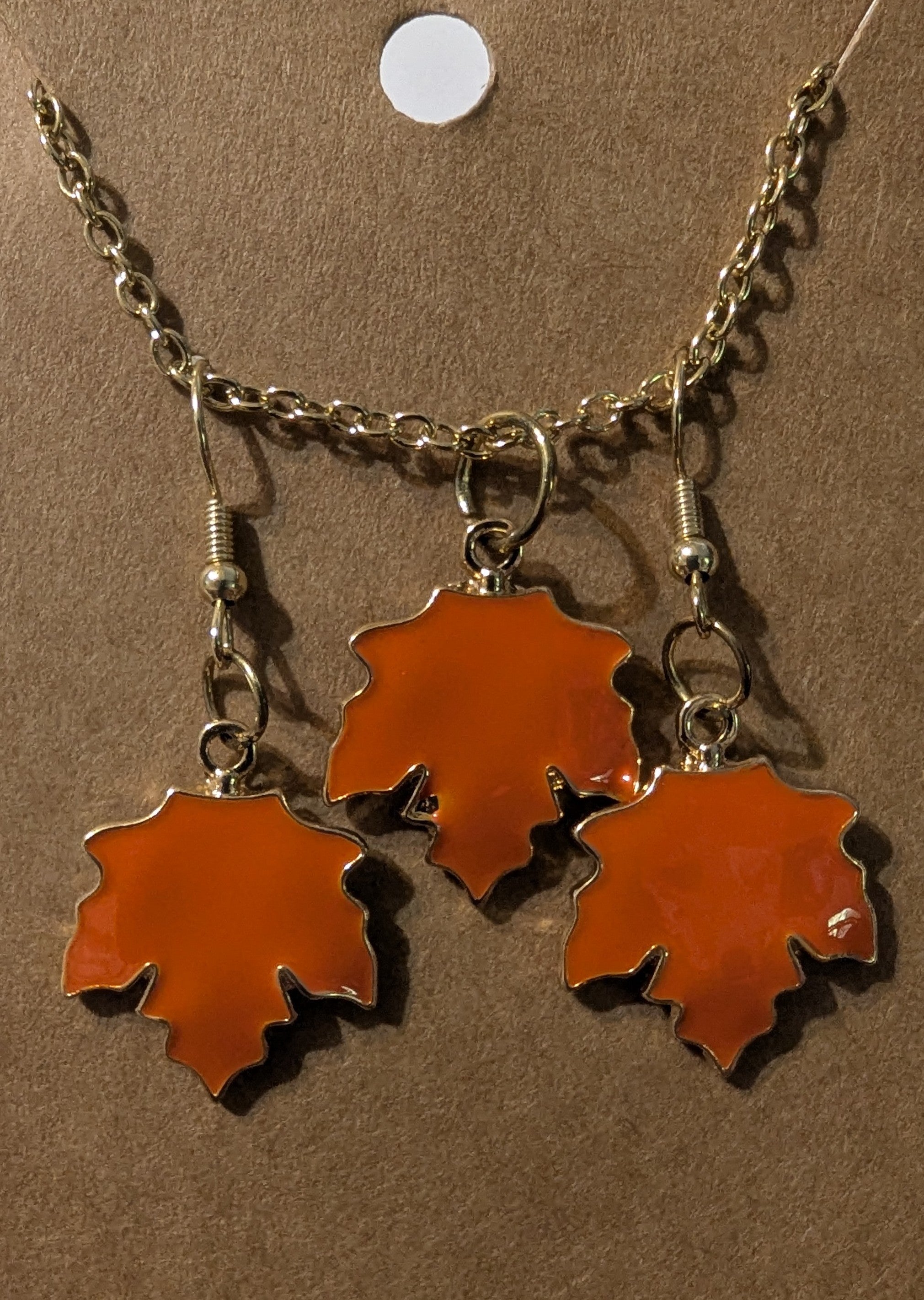 Orange Leaf Necklace set