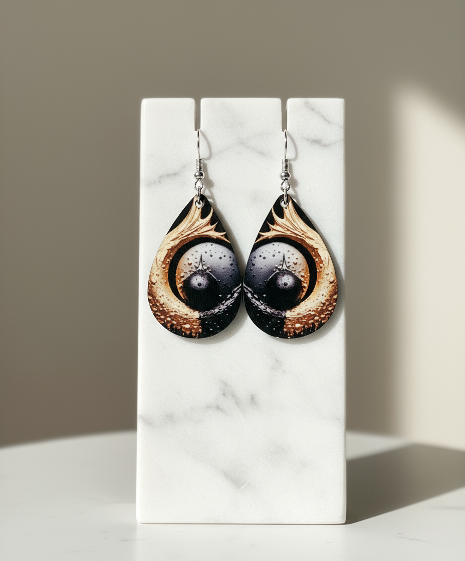 Artistic earrings displayed elegantly
