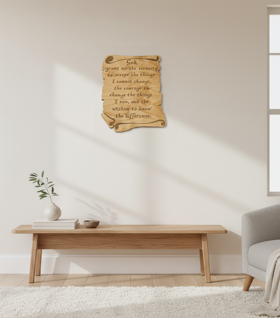 Serenity Prayer Plaque hanging on a wall