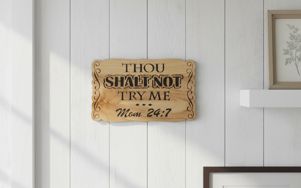 Thou Shalt Not plaque hanging on wall